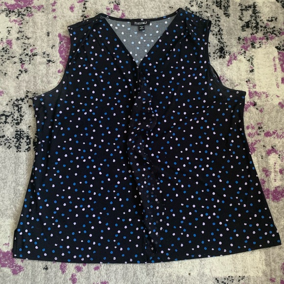 Roz & Ali Tops - Rosa & Ali polka dot business casual tank.